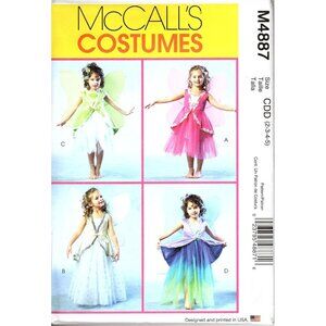 McCalls M4887 Toddler Girls 2 to 5 Fairy Halloween Costume Uncut Sewing Pattern